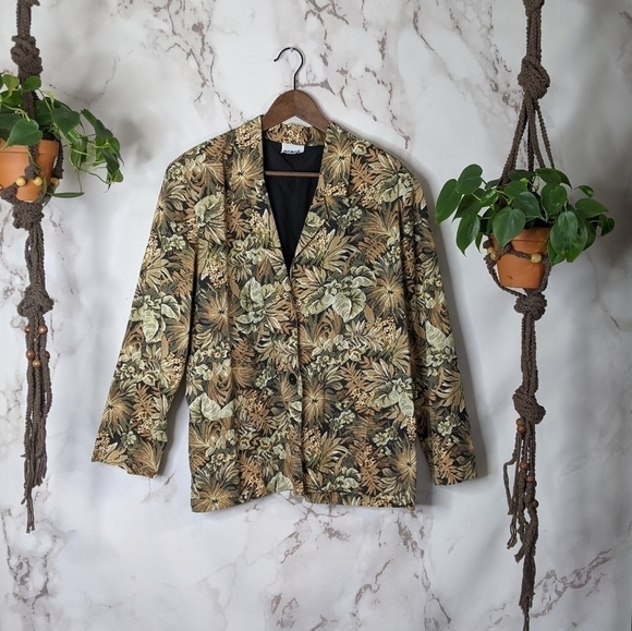 Vintage Orare unlined floral print lightweight cotton blazer - Picture 1 of 7
